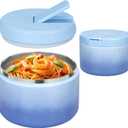 12oz Insulated Vacuum Food Jar with Buckle Lid Wide Mouth Soup Thermo for Hot Food Kids Leakproof Stainless Steel Lunch Container (Gradient Blue, 12OZ)