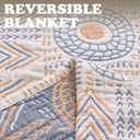 jinchan Boho 100% Cotton Muslin 50x60 Throw Blanket Lightweight 4-Layer Orange Multi Reversible Blanket Washable Breathable Decorative Geometric Striped Pattern Soft Comfy for Couch Bed All Seasons
