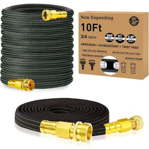 10FT Lightweight Garden Hose,Flexible Water Hose with Solid Brass Head,Kink-Free,Collapsible Hose,High Pressure Flat Water Hose for RV,Boat,Car Wash,Garden,Yard,Camper,Outdoor (Green-Black, 10 Feet)