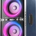 YIER Bluetooth Speaker, 240W Peak Loud Party Speaker with Big Bass, 20H Playtime, TWS, BT5.3, Large Portable Wireless Boom Box with LED Light for Outdoor Backyard Beach Home (Leather Blue)