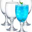 Patelai Set of 4 Water Goblet, 16 oz Clear Drinking Glasses Bulk Dishwasher Safe, Stemmed Water Glass for Juice Wine Beer Tea Sangria Cold Beverages, Reusable Glassware for Home Party Restaurant