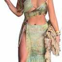 Women's Sexy Dress, Hollow-Out Halter Neck Tie Dress,Fashionable Printed Slim Long Dress,Sexy Backless Bikini, Small