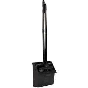 Carlisle FoodService Products Duo-Pan Upright Dust Pan and Broom Set, Essential Cleaning Tools for Home and Commercial Use, 36" Handle, 1 Count, Black