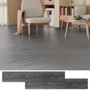 Peel and Stick Floor Tile, 36 Pcs 54 Sq.Ft Waterproof Wood Grain Luxury Vinyl Plank Flooring, Easy DIY Self Adhesive Vinyl Floor for Kitchen, Living Room, Bedroom, RV, Deep Grey