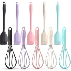 Baderke 20 Pcs Silicone Cooking Utensils 8.34 Inch Mini Spatula Silicone 6 Inch Mini Whisks for Cooking Kitchen Use Utensils for Baking Mixing Party Favor Gift