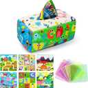URMYWO Baby Tissue Box Toy - Montessori Baby Toys for 6-12 Months 1 Year Old Boy Girl - Soft Crinkle Sensory Toys for Infant Toddlers - Easter Basket Essentials Stuffers - Baby Boy Girl Gifts