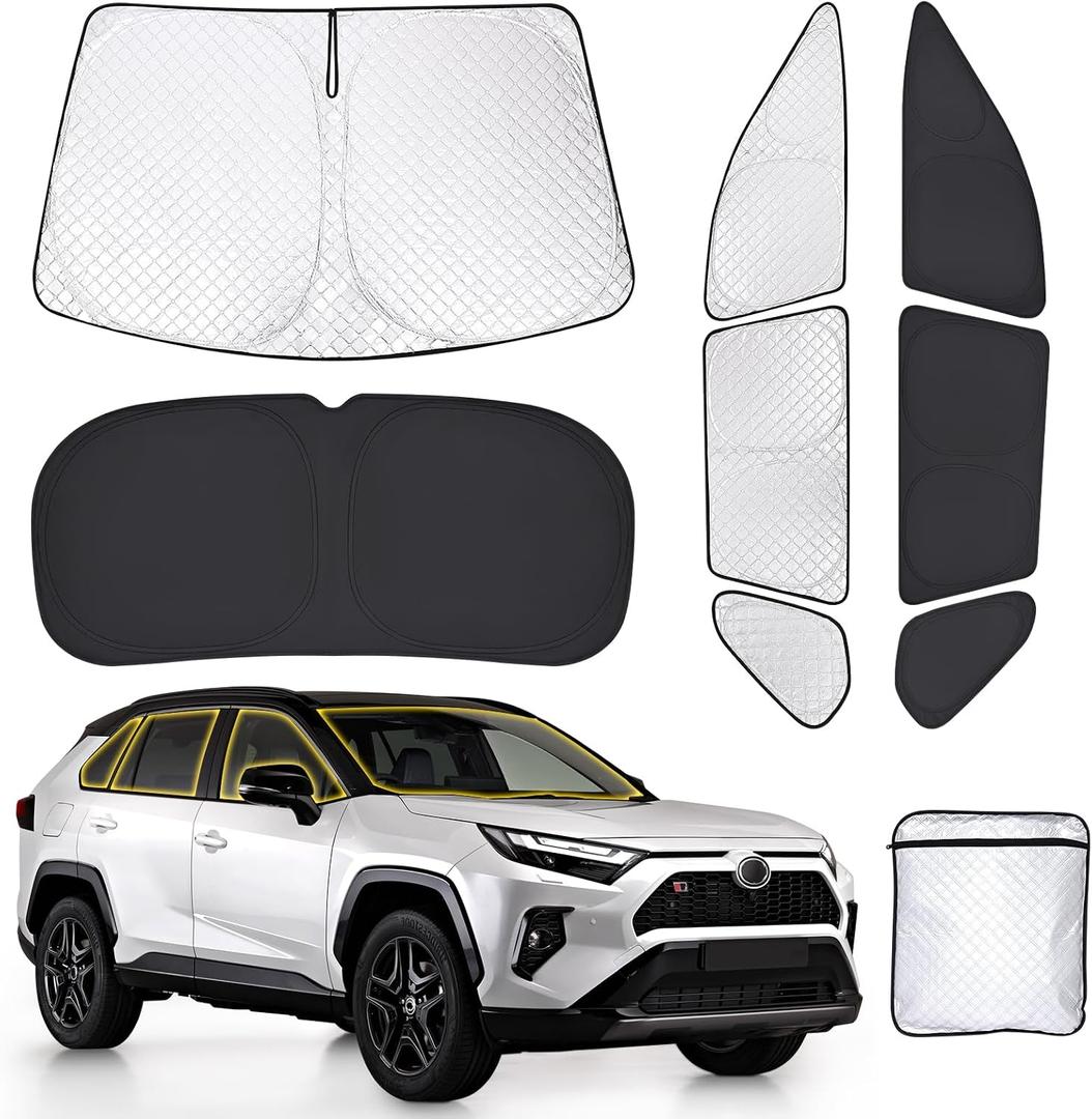 ZATOTOO Car Window Shades Toyota RAV4 2019-2024 Custom Sun Shades Full Set Front Side Rear Triangle Window Covers Total Blackout Privacy & UV Protection Heat Blocking for Camping Napping Long Parking