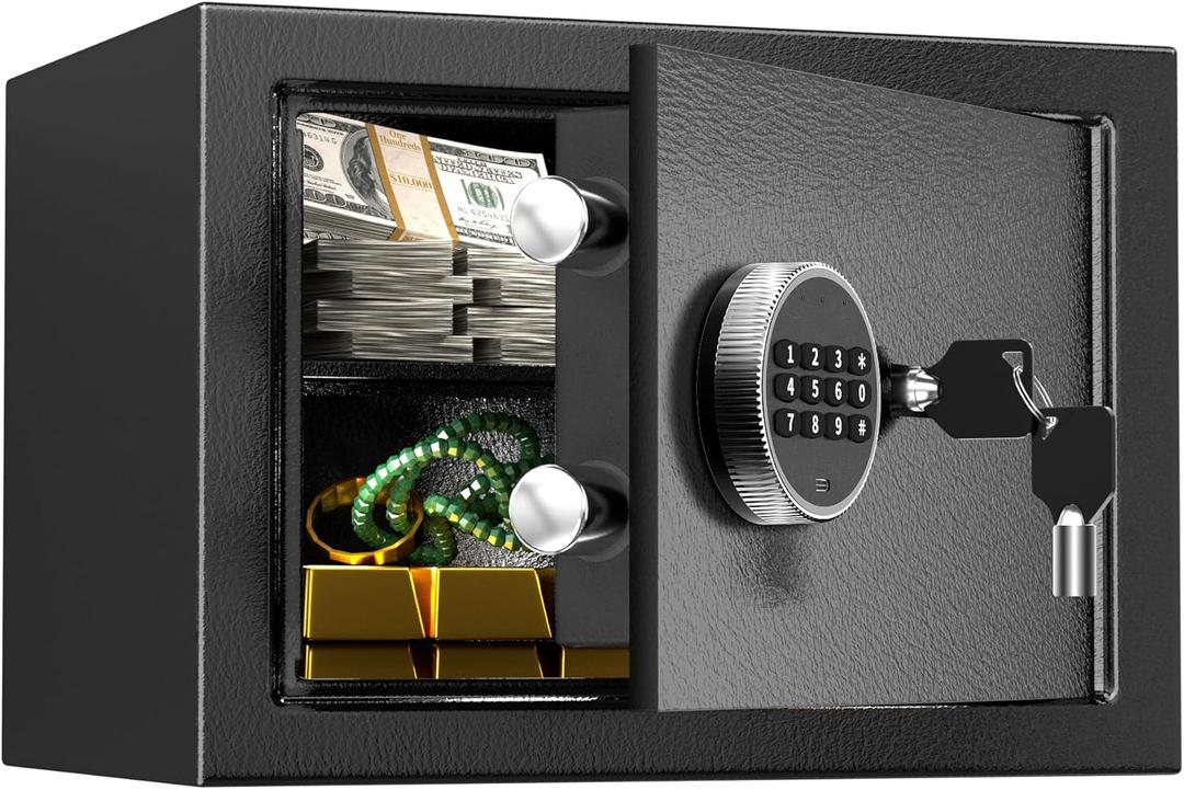 Safe,0.8 Cubic Feet Safe Box,Anti-Theft Digital Security Lock Box with Electronic Keypad and Key, Fire Proof Safes for Home Documents Firearm Medicine Money Valuables,13.8"W x 9.8"D x 9.8"H (Black)