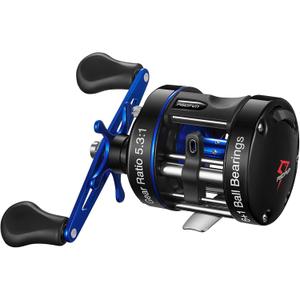 Piscifun Chaos XS Baitcasting Fishing Reel, Reinforced Metal Body Round Baitcaster Reel, Smooth Powerful Saltwater Inshore Surf Trolling Reel, Conventional Reel for Catfish, Musky, Bass, Pike (Blue)