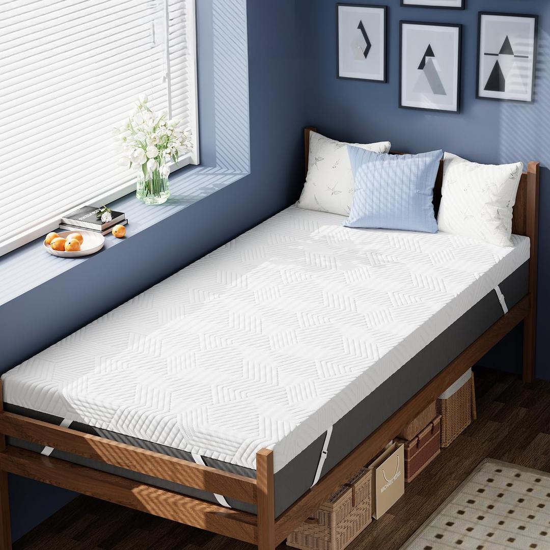 ELEMUSE 3 Inch Twin Size Gel Memory Foam Mattress Topper,Washable Cover