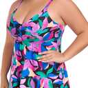RELLECIGA Women's Tummy Control Tankini Set Swimsuits V Neck Two Piece Bathing Suits Full Coverage Swim Tank with Molded Cups (S)