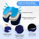 Gel Seat Cushion – Navy Blue Flannel Pillow with Velvet Removable Cover – Ergonomic Sponge Support for Office with Adjustable Strap