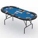 IDEALHOUSE Oval Poker Table with Collapsible Legs, 10 Player Blackjack Gaming Table, Casino Leisure Table with Water-Resistant Cushioned Rail and Stainless Steel Cup Holders,Blue