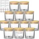 SUPMIND 4oz Candle Jars 12 Pack - Clear Glass with Bamboo Lids, Ideal for Candle Making & Home Decor
