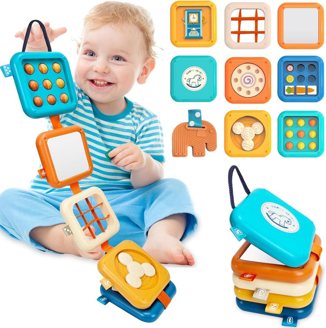 weirtoya Busy Board for 1 Year Old, Toddler Travel Toys for Toddler 1-3 Montessori Toys for 1 Year Old Travel Activities Cube Gifts for Baby Boy Girl My First Montessori Busy Board