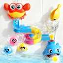lalalark Bath Toys for Kids, 7-in-1 Shower Bathtub Toy with Crab, Whale, Rotating Fish & Slide Track, Interactive Water Play Set with Pour & Spray Fun for Toddlers, Boys Girls Birthday Gifts 3-5, 6.34 x 10.28 x 6.3 inches