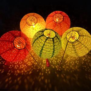 12Pack Paper Lanterns Chinese Japanese Hanging Paper Lanterns with LED Lights Sticks Tassels 8Inch Round for Chinese Lunar New Year Decorations 2026 Spring Festival Valentines Wedding Party Decor