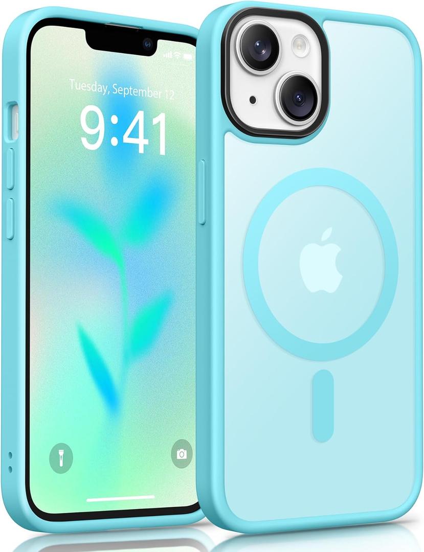 GONEZ Magnetic for iPhone 14 Case,Compatible with MagSafe,[Military-Grade Drop Protection][Anti-Fingerprint] Slim Translucent Matte Shockproof Phone Protective Case for iPhone 14 6.1"(Light Blue)