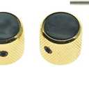 KAISH Set of 2 Black Pearl Top Guitar Dome Knobs with Set Screw for Tele Guitars Black Pearl Cap Bass Gold Knobs