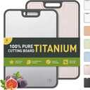2 in 1 Pure Titanium Cutting Boards for Kitchen Non Toxic Chopping Board with Handle Large Big Small Kitchen Meat Butcher Block Not Stainless Steel Wood Bamboo Plastic Silicone Acrylic Teak Sink (Gray/Beige)