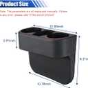 Car Cup Holder, Auto Front Seat Organizer, Multifunctional Cup Drink Holders with PU Leather Cover, Gap Filler Storage Box Coin Bucket Console Side Pocket Cell Mobile Phone Holder (Black)
