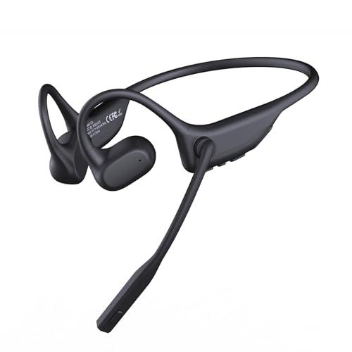CXK Open Ear Headphones with Mic, Bluetooth Headset with AI Noise Cancellation Microphone Air Conduction Headphones Bluetooth 5.3 Wireless Headset with Mic for Work Call Meeting Driving