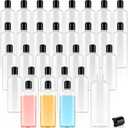 Domensi 24 Pcs 10oz Plastic Bottle Squeeze Containers with Disc Cap Clear Travel Bottles Reusable Empty Toiletries Shampoo Containers Refillable Travel for Shampoo Lotions (Black)