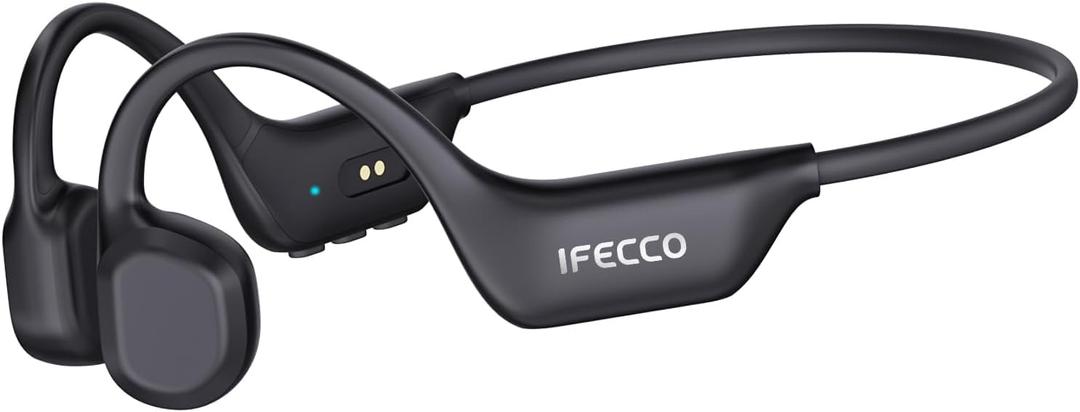 IFECCO Bone Conduction Headphones Bluetooth 6.0 - IP67 Waterproof Bone Conduction Headphones with Mic,Wireless Open Ear Earbuds for Running Gym Walking Cycling (Black)