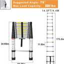 Telescoping Extension Ladder 14.5 FT, Folding Telescopic Aluminum Ladders, Lightweight Collapsible Ladder Step for RV Roof Attic Home, 330 LB Capacity (14.5 FT)