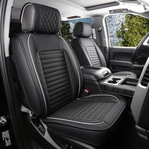 JOJOBAY Chevy Silverado Seat Covers,GMC Sierra Seat Covers,Custom Fit 2007-2025 1500 2500HD 3500HD Crew Extended Regular Cab,LT LZT RST Trail Boss(Full Set,Black White)