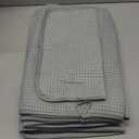POLYTE 430 GSM Microfiber Quick Dry Lint Free Oversize Bath Towel Set, 6 Piece (Waffle Weave) (Light Gray)