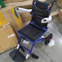 Ultra Lightweight Folding Wheelchair for Seniors & Adults, Portable Transport Chair, 12" PU Rear Wheels, Supports 300lbs, Compact for Daily Use & Travel, Blue