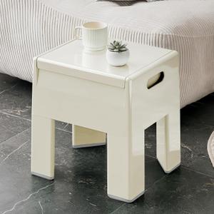 Nightstand Bedside with Storage Space, Multifunctional Colorful Plastic End Table Small Side Table for Bedroom, Dorm and Small Spaces, Easy Assembly(14.7" D x 11.8" W x 15.8" H, White)