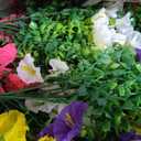 Alupssuc 24 Bundles Artificial Flowers for Outdoors, Faux Spring Flowers for Decoration, UV Resistant Silk Morning Glory with Eucalyptus Realistic Fake Flowers for Yard Planter Porch Garden, 4 Colors