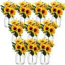 XunYee 10 Set Mason Jar Table Centerpiece with Flower Mason Jar Flower Centerpiece Vases Decor for Engagement Party Bridal Shower Centerpieces Wedding Reception Table Decor(Sunflower)
