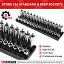 8PCS Socket Organizer Tray Set,SAE & Metric Socket Trays, 2PCS 1/4", 4PCS 3/8", 2PCS 1/2" Drive Deep and Shallow Socket Holders for Toolboxes (8pcs socket organizer