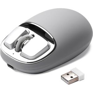 YUNZII C1 Silicone Wireless Mouse, Tri-Mode 2.4G/USB-C/Bluetooth Mouse, 4800 DPI Optical Tracking, 6 Adjustment Levels, Customize Mice for Laptop, Computer, iPad, MacBook (Gray Silver)
