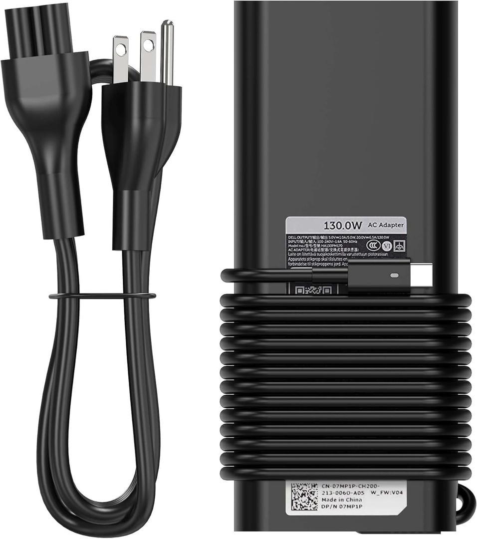 BULL-TECH 130W USB C Laptop Charger Compatible with Dell XPS 15 9500 9510 9520 9530 9575 2-in-1 XPS 17 9700 9710 9720 Precision 5550 5560 5750 5760 Latitude 5520 7410 DA130PM170 HA130PM170