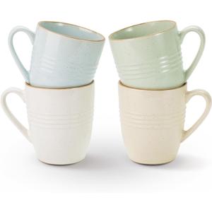 famiware Jupiter Coffee Mugs Set of 4, 14 OZ Coffee Mug, Microwave and Dishwasher Safe, Coffee Cups with Handle for Coffee, Tea, Cocoa, Milk, Multi-color
