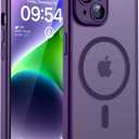 TOCOL Magnetic for iPhone 15 Case, Upgraded Full Camera Protection, Compatible with Magsafe, Drop Protection, Translucent Matte Back Bumper Phone Cover 6.1-Inch (Midnight Purple)