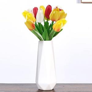 LUQKTES White Ceramic Vase, 8 Inch Small Cute Modern Flower Vases for Centerpieces Tulips Pampas Grass Bouquet Roses Bud Lily, Dining Table Living Room Office Home Decor Shelf(Frosted)