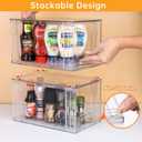 Zero Zoo 1Pack Large Stackable Kitchen Storage Drawers, Clear Foods Organizer Bins with Handles, Easily Assemble for Bathroom, Kitchen, Pantry, Cabinet, Closet(XL-UP Handle)