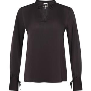 Anne Klein Women's Tie Neck Ls Blouse W Stand Collar (Black, M)