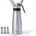 Professional Whipped Cream Dispenser, Silver Aluminum, 500ml Capacity with Lever Handle and Decorating Tips, NO Chargers (Not Included)