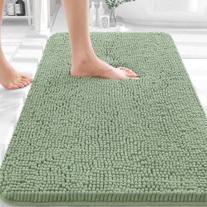 OLANLY Bathroom Rugs 36x24, Extra Soft Absorbent Chenille Bath Rugs, Rubber Backing Quick Dry, Machine Washable Bath Mats for Bathroom Floor, Tub and Shower, Home Decor Accessories, Sage Green