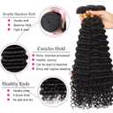 Deep Wave Bundles #1B Deep Wave Bundles Human Hair Natural Black Bundle 24 26 28 Inch Unprocessed Virgin Hair Extensions 150g