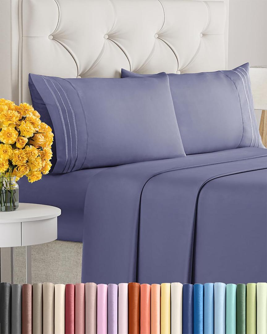 Twilight Purple Oeko-Tex Sheets - Full Size 4 Piece Set - Extra Soft, Breathable & Cooling Hotel Luxury Bed Sheets - Deep Pockets, Easy-Fit & Wrinkle-Free