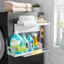 Heavy-Duty Magnetic Shelf With Pull-Out Drawers for Washing Machines, Dryers and Fridge; Height-adjustable Magnetic Shelf, Ideal for Storage in Laundry Rooms, Kitchens, and Living Rooms (White)