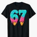 67 Ice Cream Drip Meme Funny Six Seven Gen Alpha Slang T-Shirt M