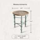 Rustic Farmhouse Round End Table, French Country Vintage Side Table,20.1'' x 23.6''H Rustic Solid Wood with Vintage Iron Legs, for Living Room, Bedroom, Small Spaces,Nature White